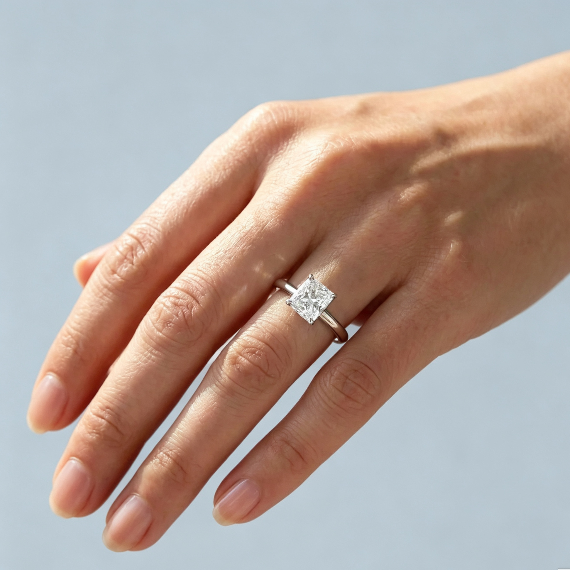 LUCERARO Engagement | Square Radiant Solitaire Diamond Ring - ER01520