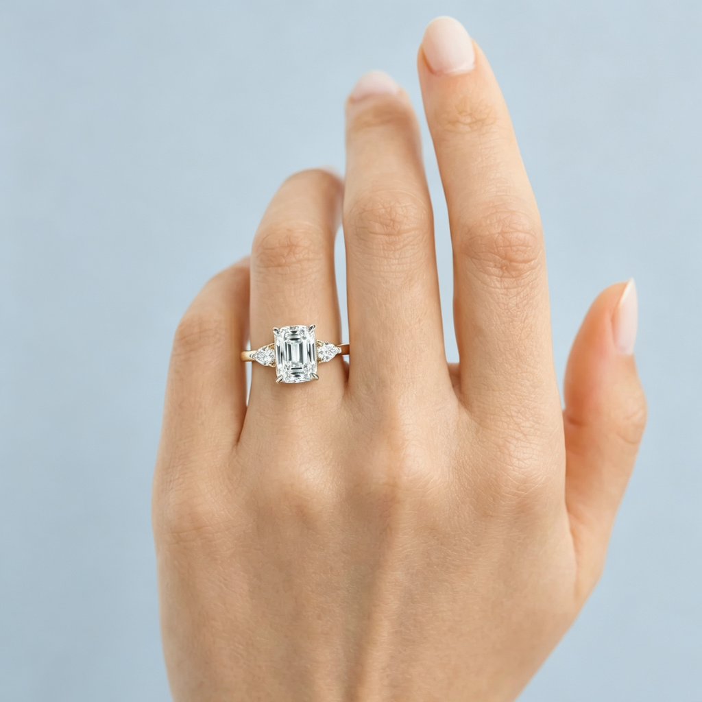 LUCERARO Engagement | Emerald Diamond Ring - ER01544