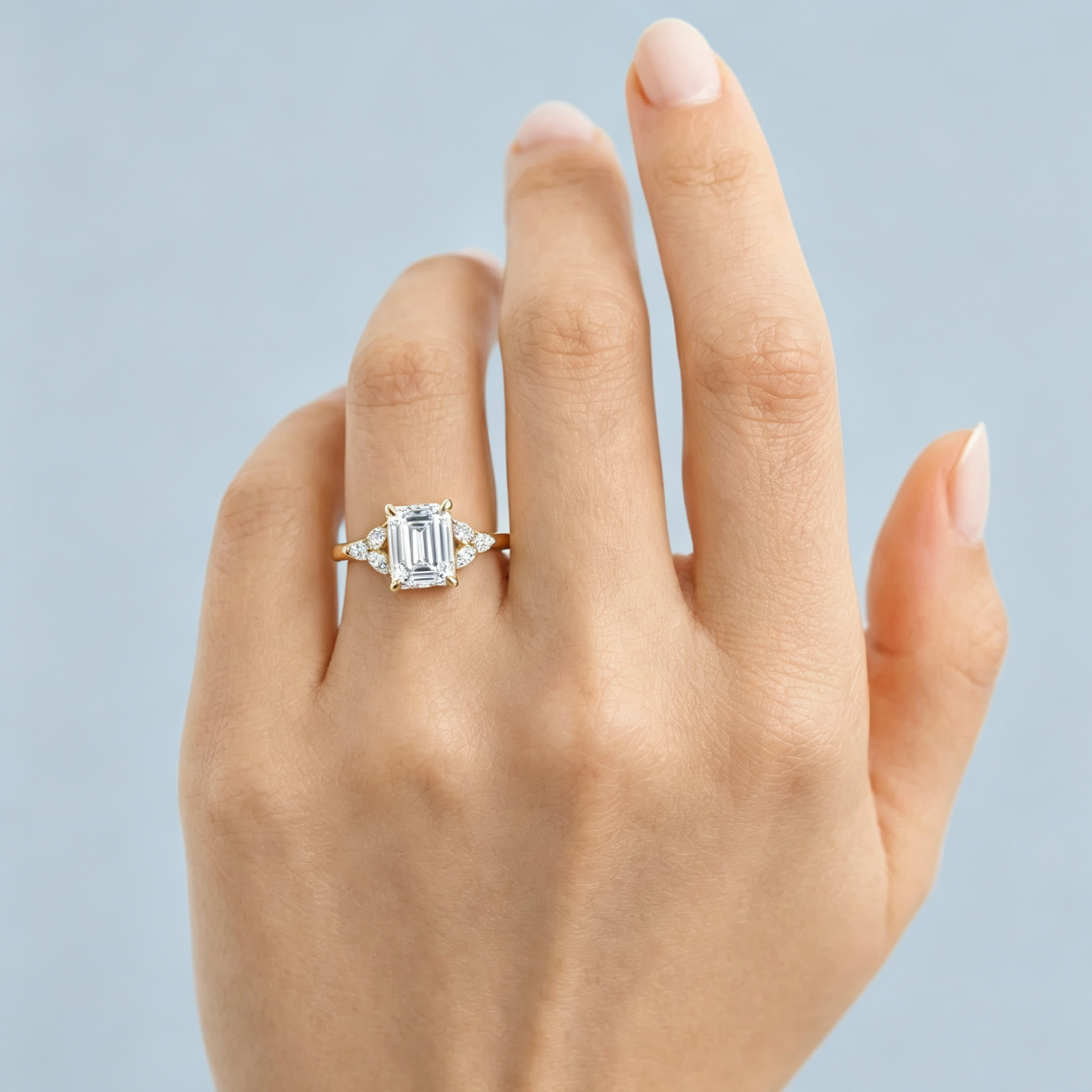 LUCERARO Engagement | Emerald Solitaire Diamond Ring - ER01888