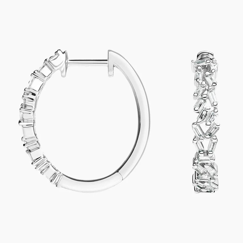 LUCERARO Earrings | Baguette Diamond Hoop Earrings - JE01395
