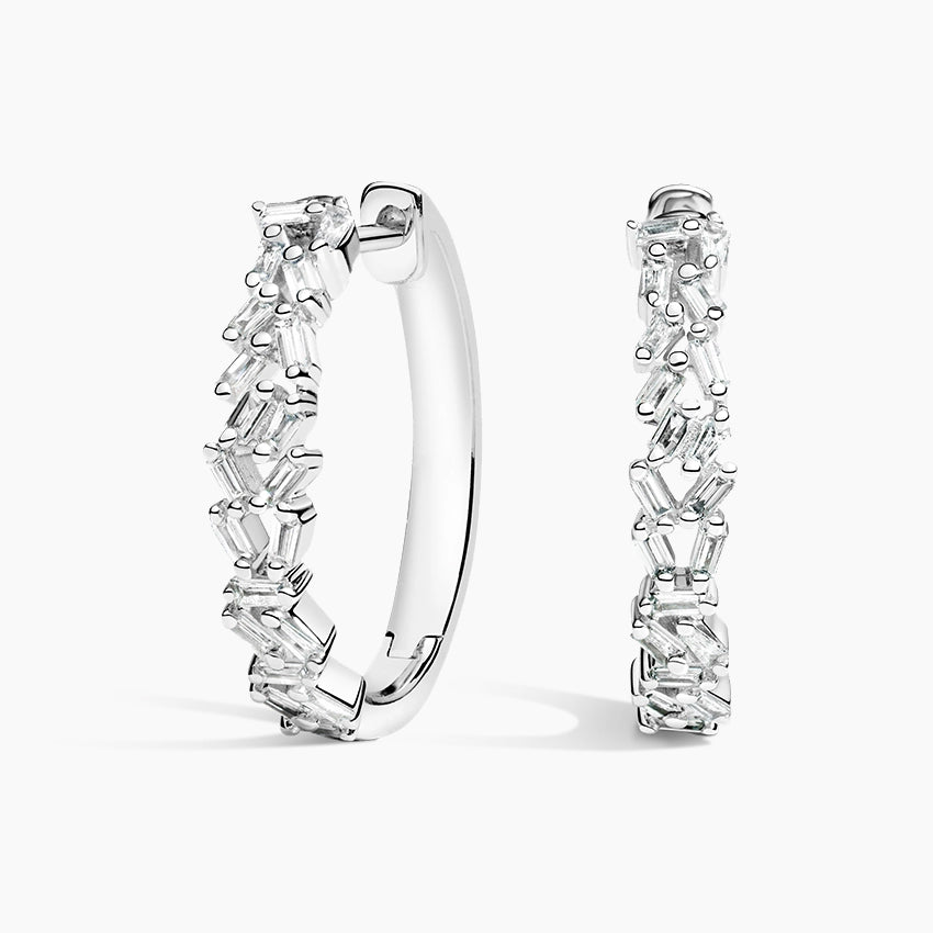 LUCERARO Earrings | Baguette Diamond Hoop Earrings - JE01395