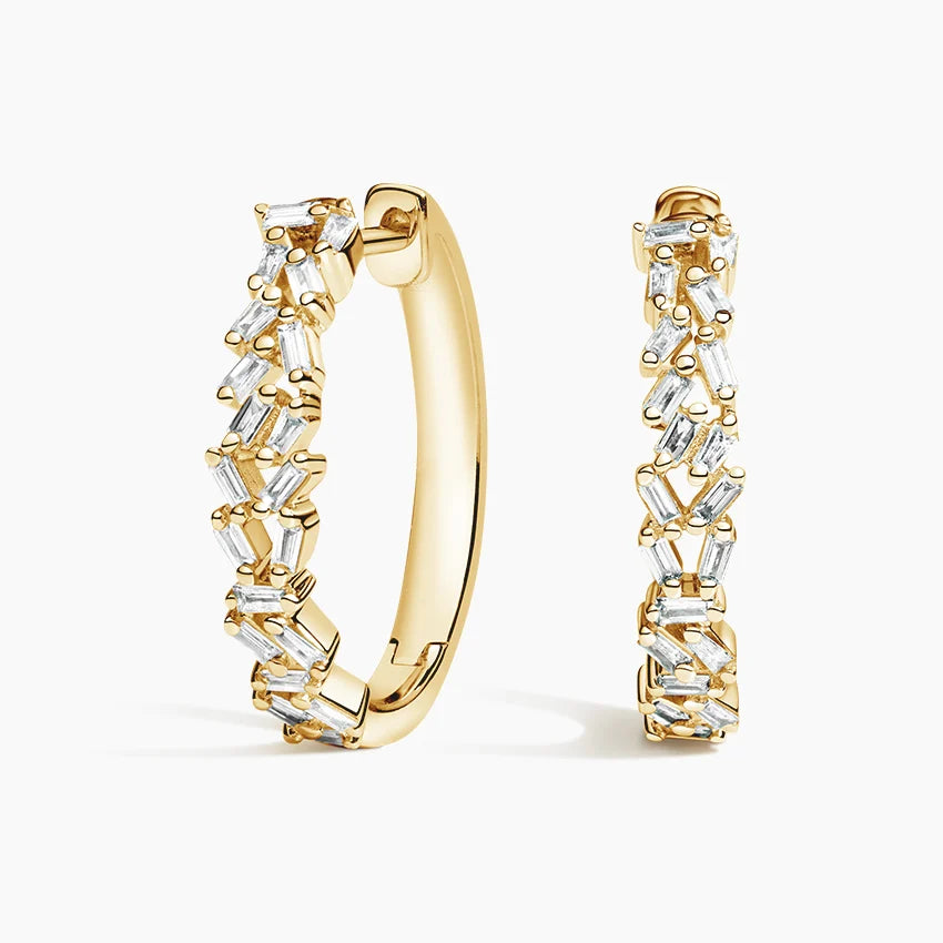 LUCERARO Earrings | Baguette Diamond Hoop Earrings - JE01395
