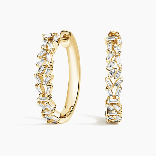 LUCERARO Earrings | Baguette Diamond Hoop Earrings - JE01395