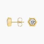 LUCERARO Earrings | Hexagon Bezel Stud Earrings - JE00425
