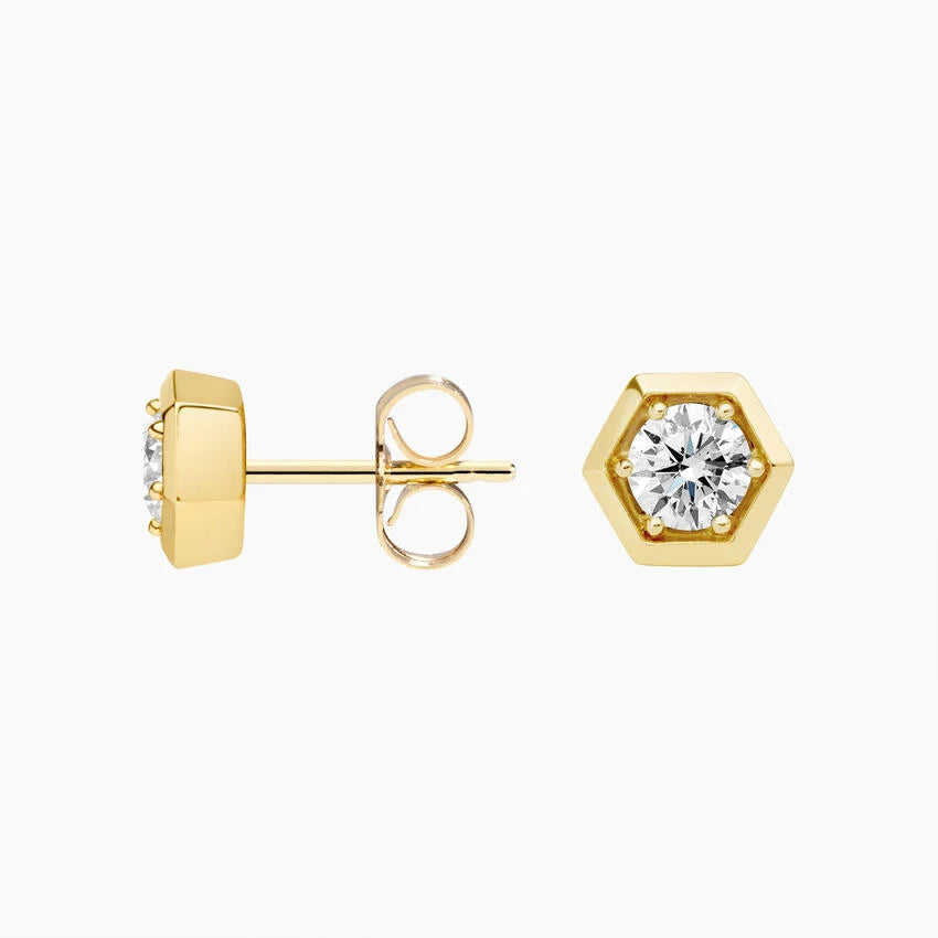 LUCERARO Earrings | Hexagon Bezel Stud Earrings - JE00425