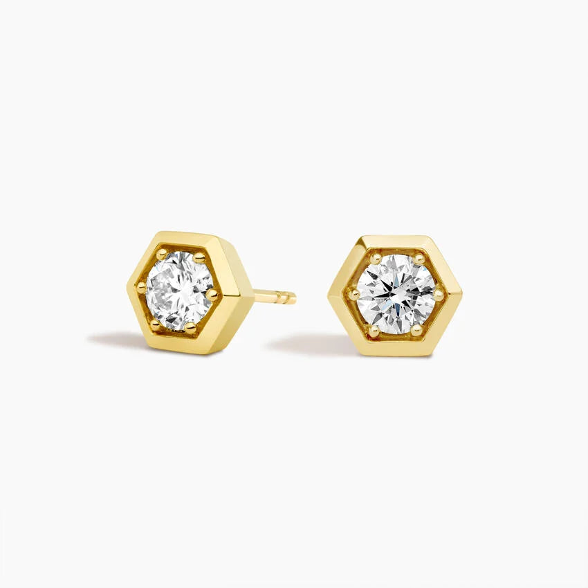 LUCERARO Earrings | Hexagon Bezel Stud Earrings - JE00425
