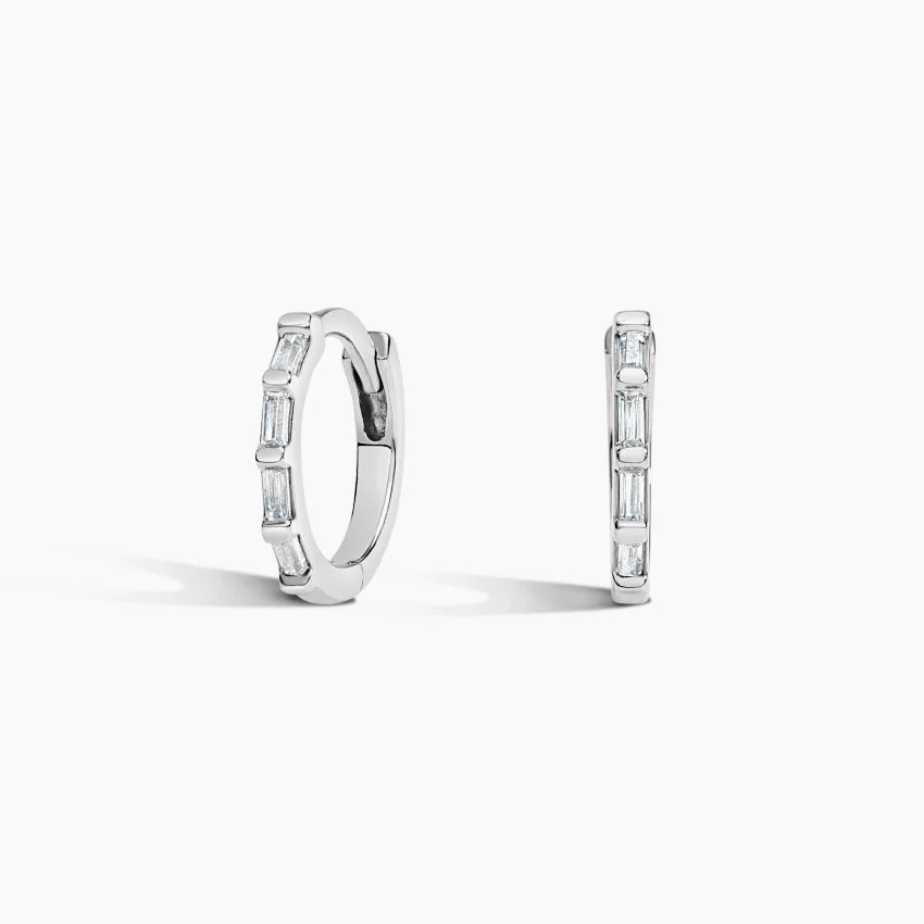 LUCERARO Earrings | Baguette Diamond Hoop Earrings - JE00650