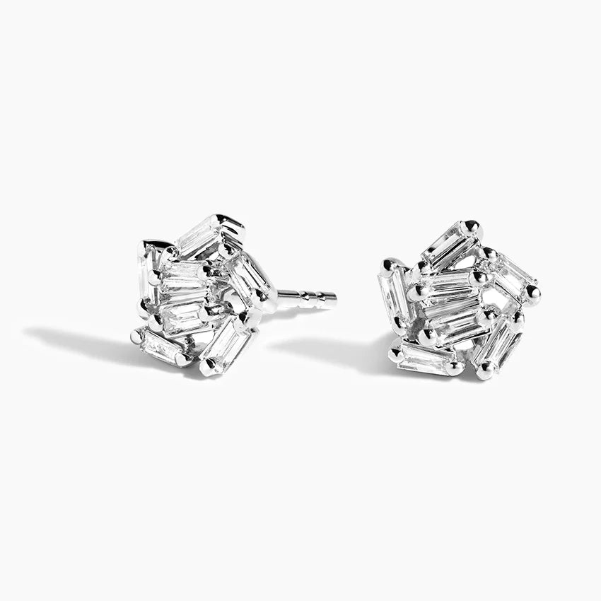 LUCERARO Earrings | Baguette Diamond Stud Earrings - JE01150