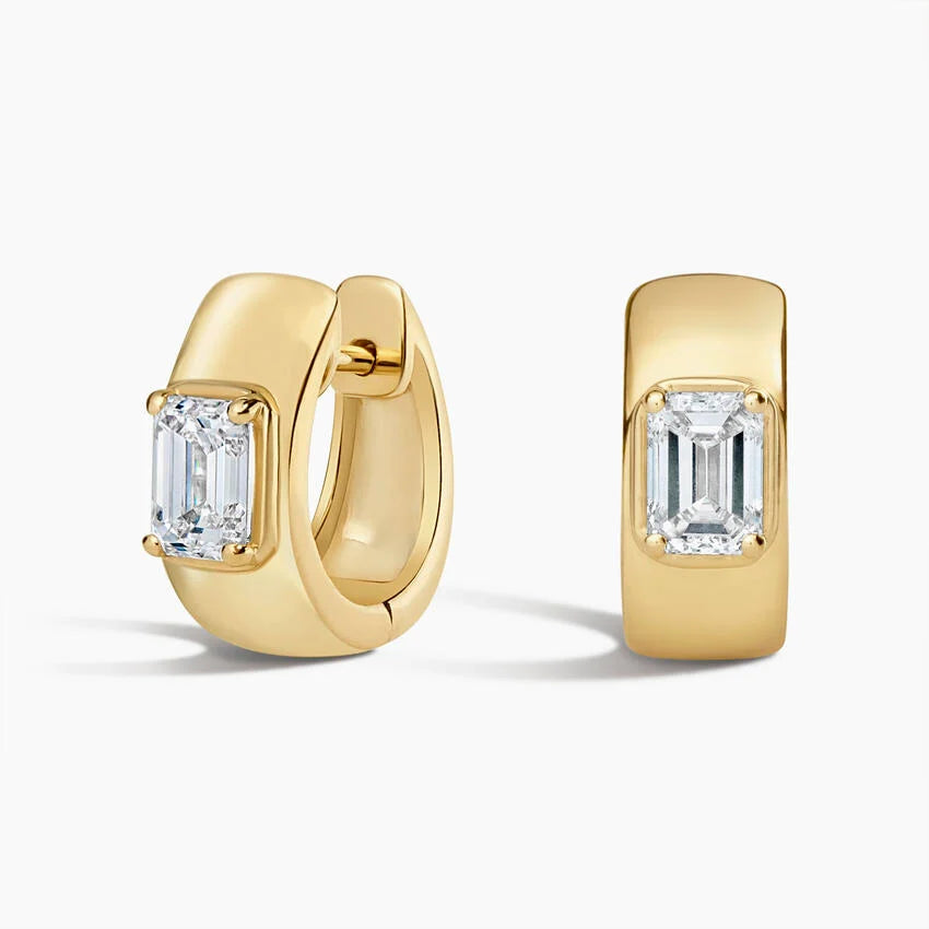 LUCERARO Earrings | Emerald Diamond Hoop Earrings - JE01495