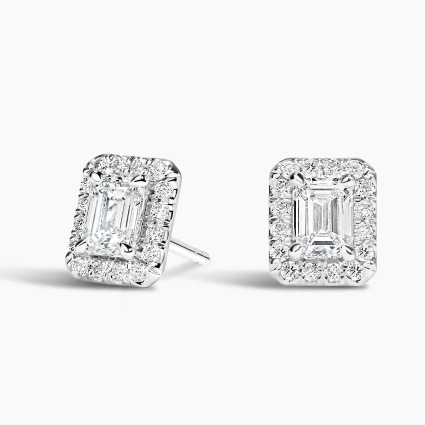LUCERARO Earrings | Emerald Halo Stud Earrings - JE01995