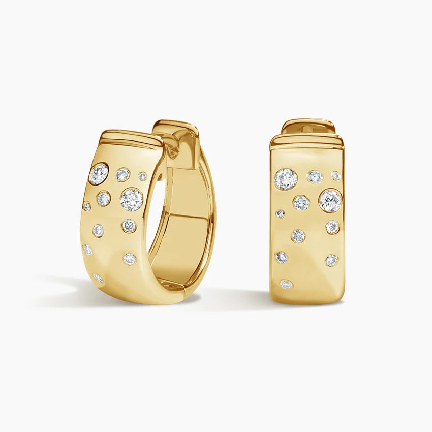 LUCERARO Earrings | Round Diamond Huggie Earrings - JE01250