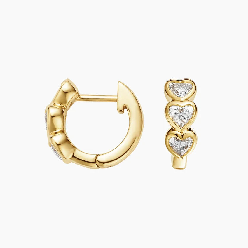 LUCERARO Earrings | Bezel Heart Diamond Hoop Earrings - JE00995