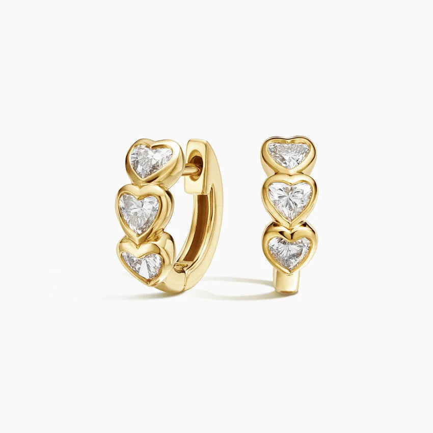 LUCERARO Earrings | Bezel Heart Diamond Hoop Earrings - JE00995
