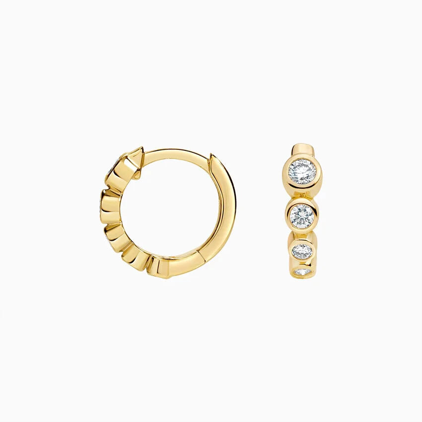 LUCERARO Earrings | Bezel Diamond Huggie Hoop Earrings - JE00825