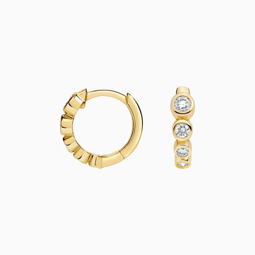 LUCERARO Earrings | Bezel Diamond Huggie Hoop Earrings - JE00825