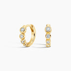 LUCERARO Earrings | Bezel Diamond Huggie Hoop Earrings - JE00825