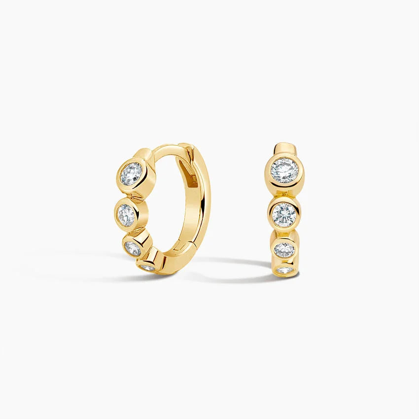 LUCERARO Earrings | Bezel Diamond Huggie Hoop Earrings - JE00825