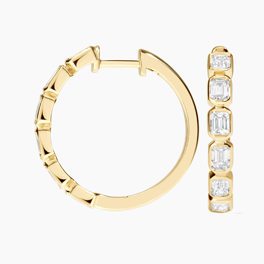 LUCERARO Earrings | Emerald Diamond Bezel Hoop Earrings - JE01695