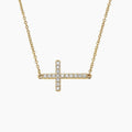 LUCERARO Necklace | Sideways Cross Diamond Necklace - JB01250