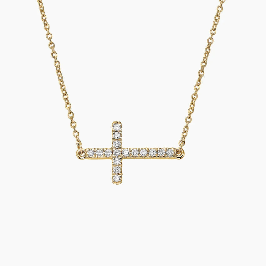 LUCERARO Necklace | Sideways Cross Diamond Necklace - JB01250