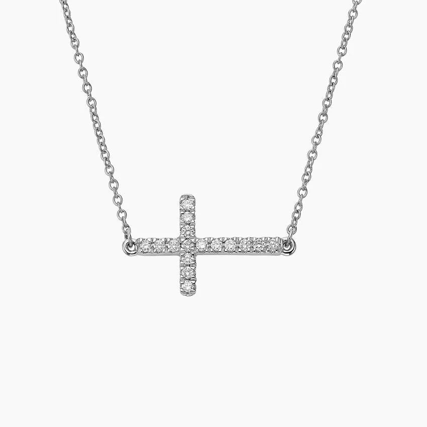 LUCERARO Necklace | Sideways Cross Diamond Necklace - JB01250