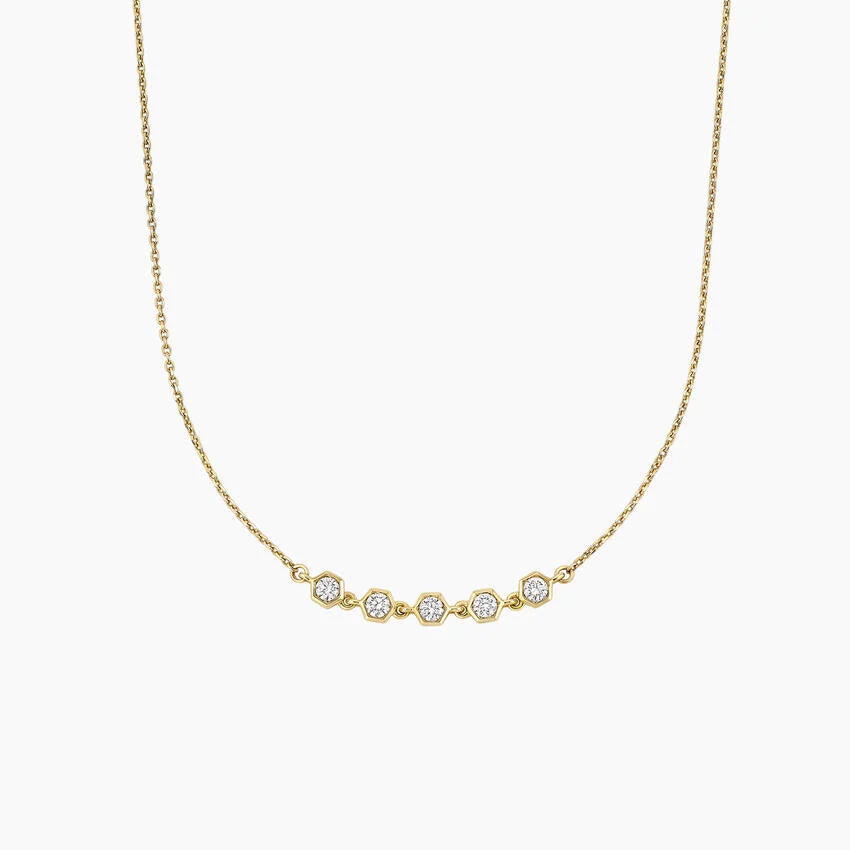 LUCERARO Necklace | Hexagon Diamond Bezel Necklace - JB01050