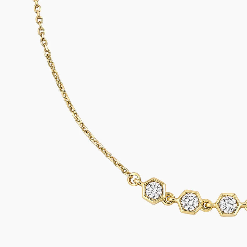 LUCERARO Necklace | Hexagon Diamond Bezel Necklace - JB01050