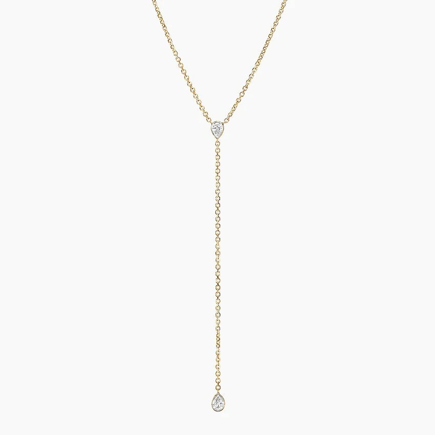 LUCERARO Necklace | Pear Bezel Diamond Necklace - JB01395
