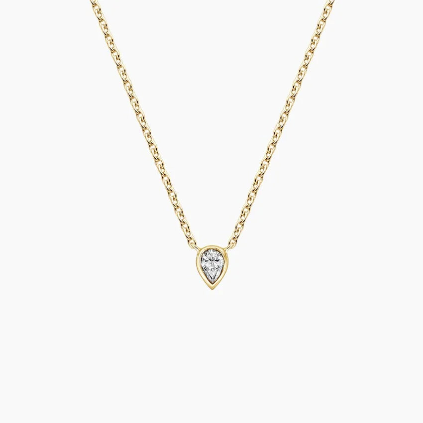 LUCERARO Necklace | Pear Bezel Diamond Pendant - JB0997