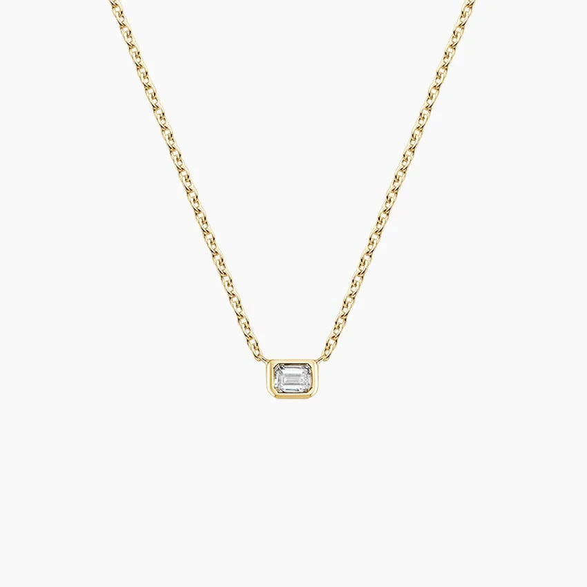 LUCERARO Necklace | Emerald Diamond Bezel Pendant - JB00995