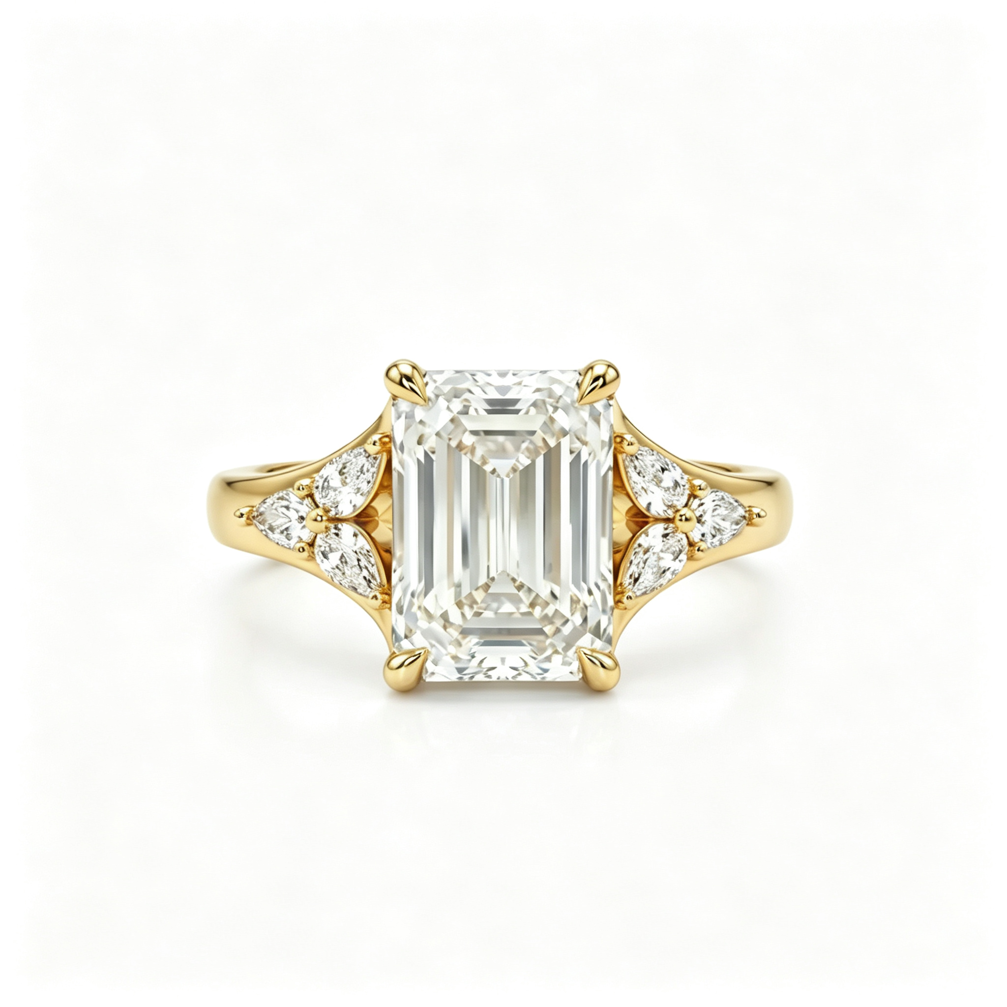 LUCERARO Engagement | Emerald Solitaire Diamond Ring - ER01888