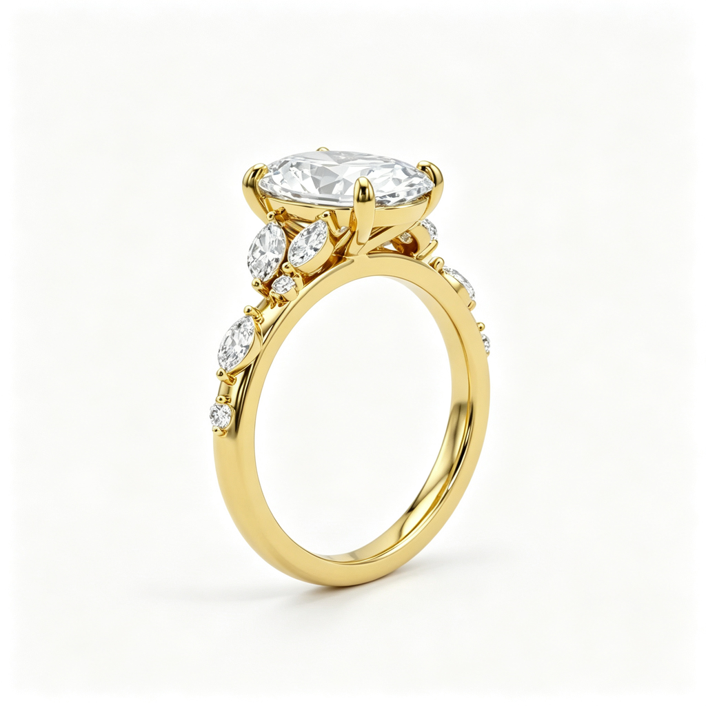 LUCERARO Engagement | Oval Cluster Diamond Ring - ER01608