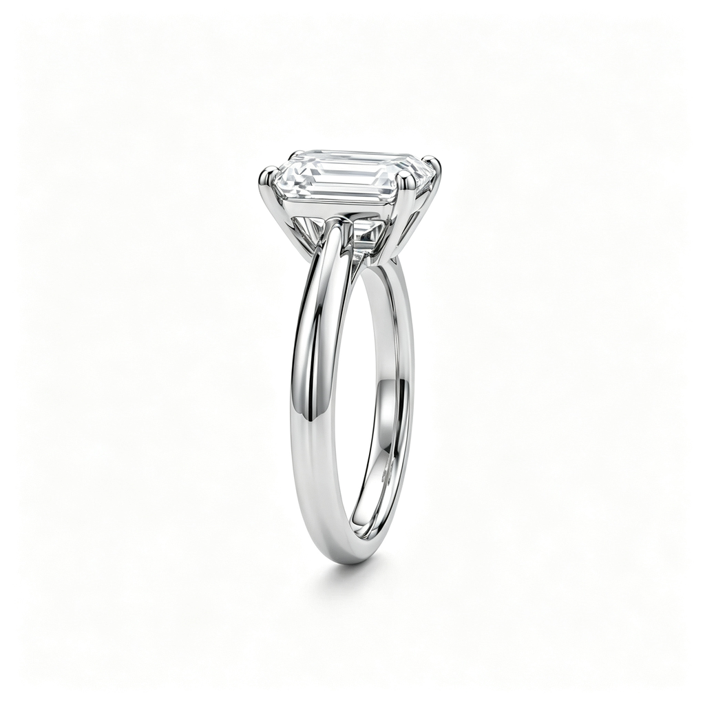 LUCERARO Engagement | Emerald Solitaire Diamond Ring - ER01688