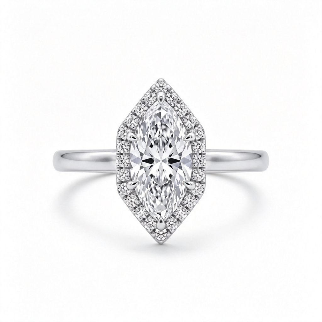 LUCERARO Engagement | Marquise Lab Grown Diamond Halo Ring