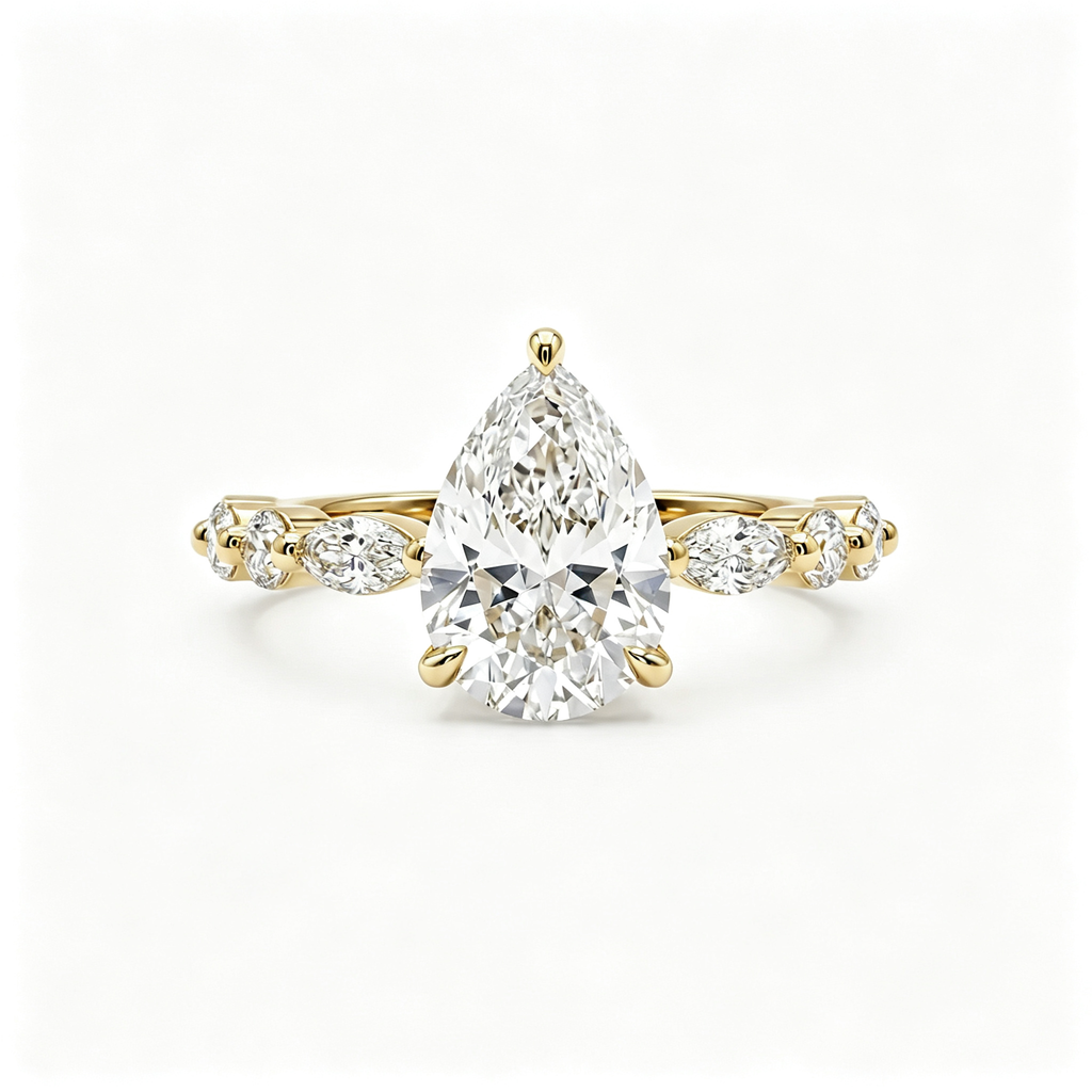LUCERARO Engagement | Pear Solitaire Diamond Ring - ER01144