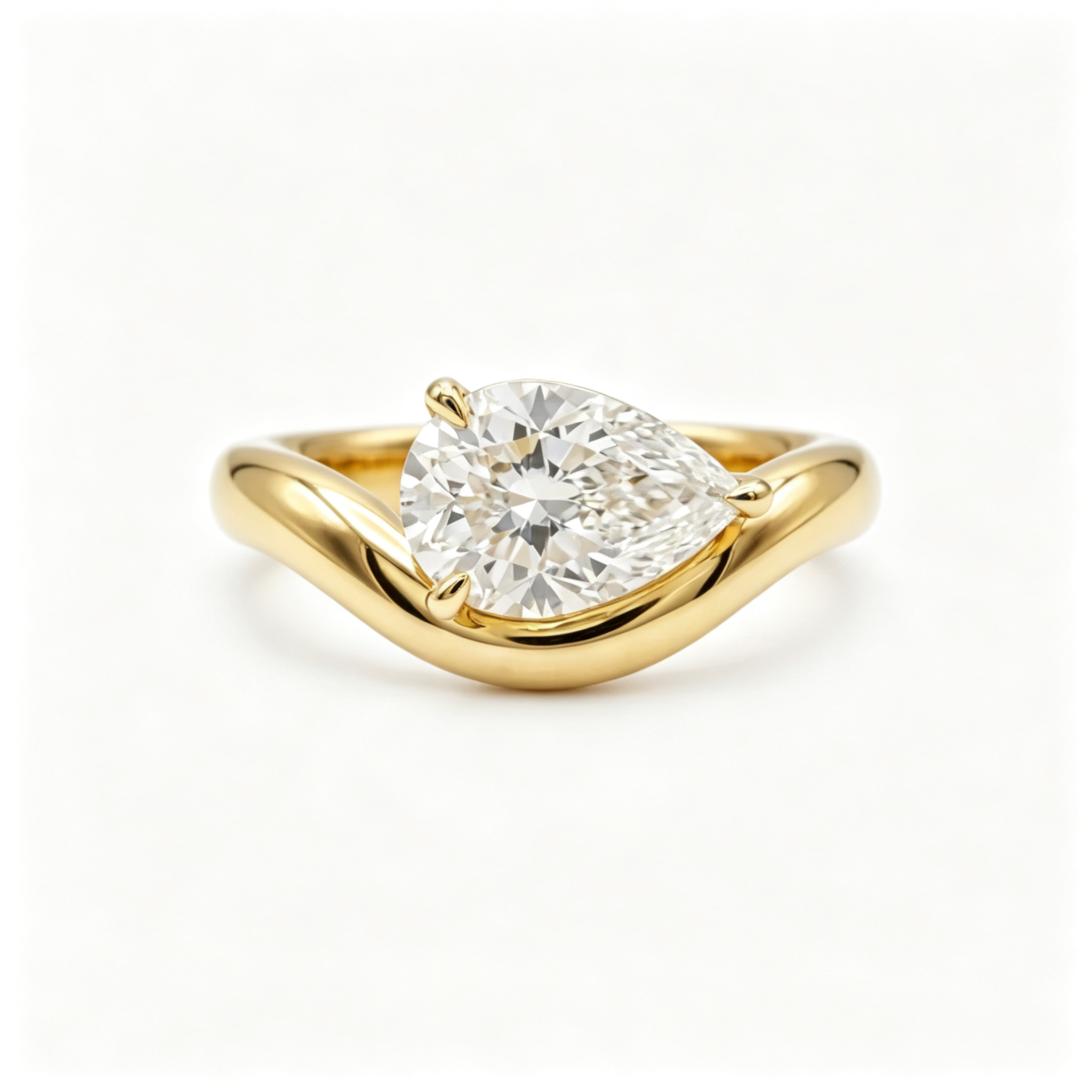 LUCERARO Engagement | Sculptural Pear Diamond Ring - ER02056