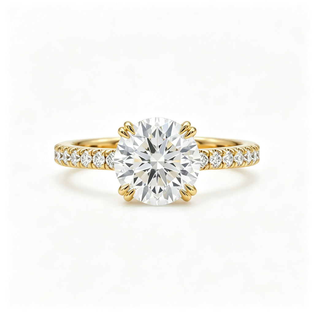 LUCERARO Engagement | Round Hidden Halo Diamond Ring - ER01736