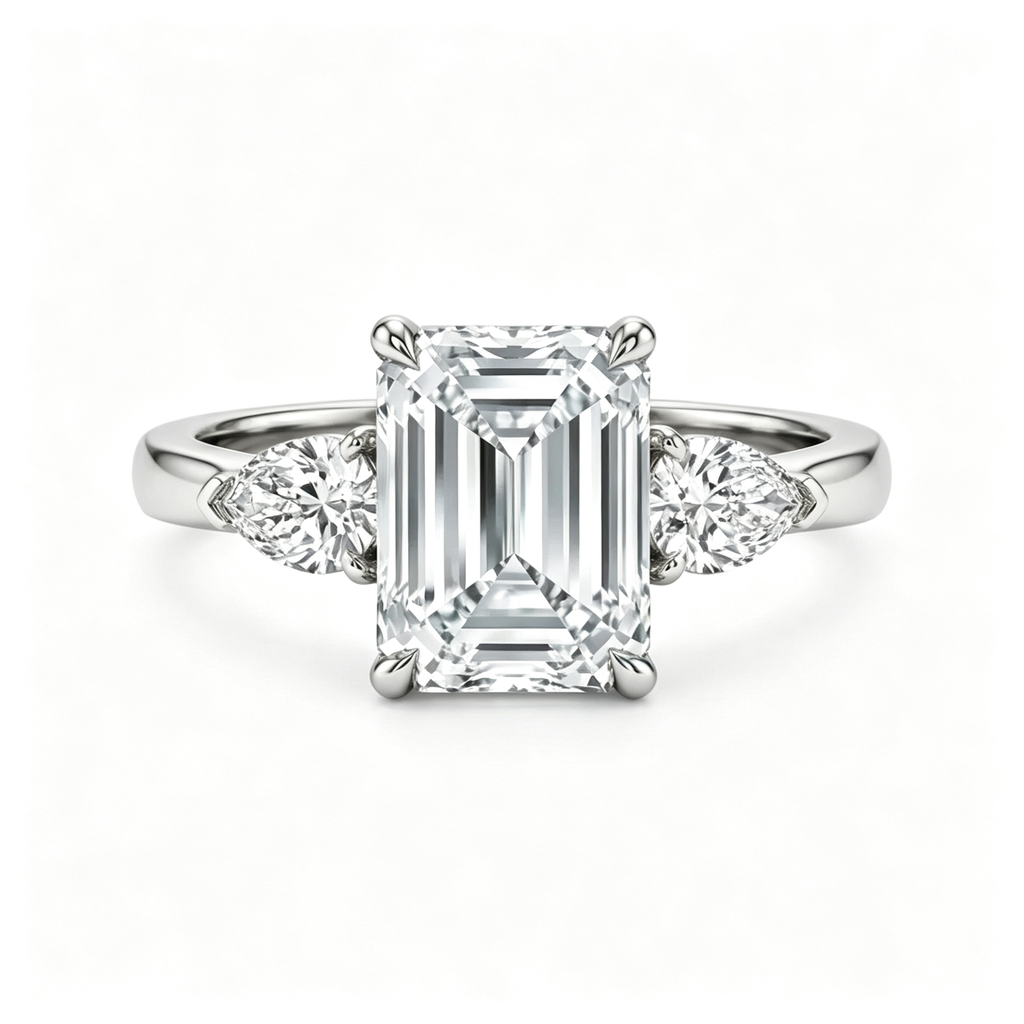 LUCERARO Engagement | Emerald Lab Grown Diamond Ring