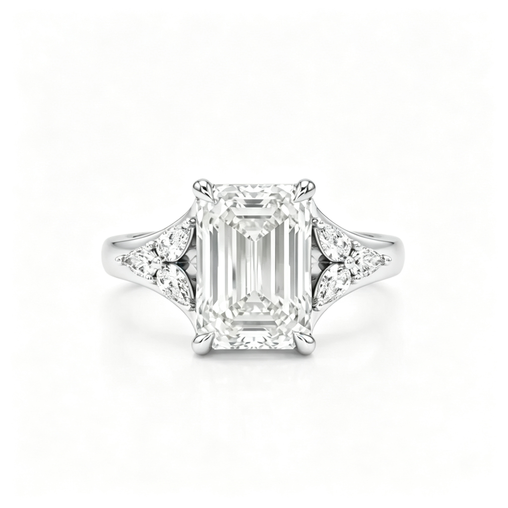 LUCERARO Engagement | Emerald Lab Grown Diamond Ring