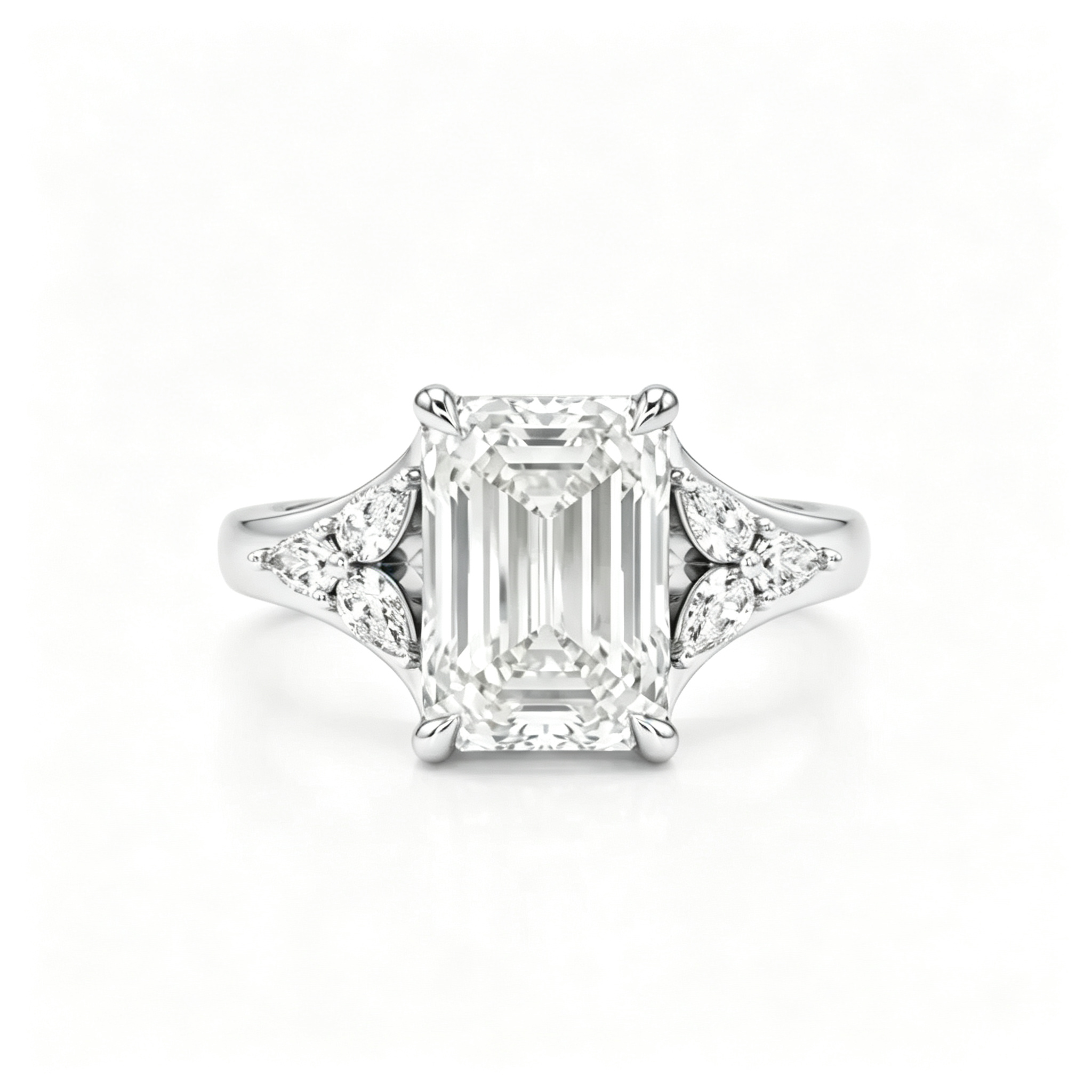 LUCERARO Engagement | Emerald Solitaire Diamond Ring - ER01888