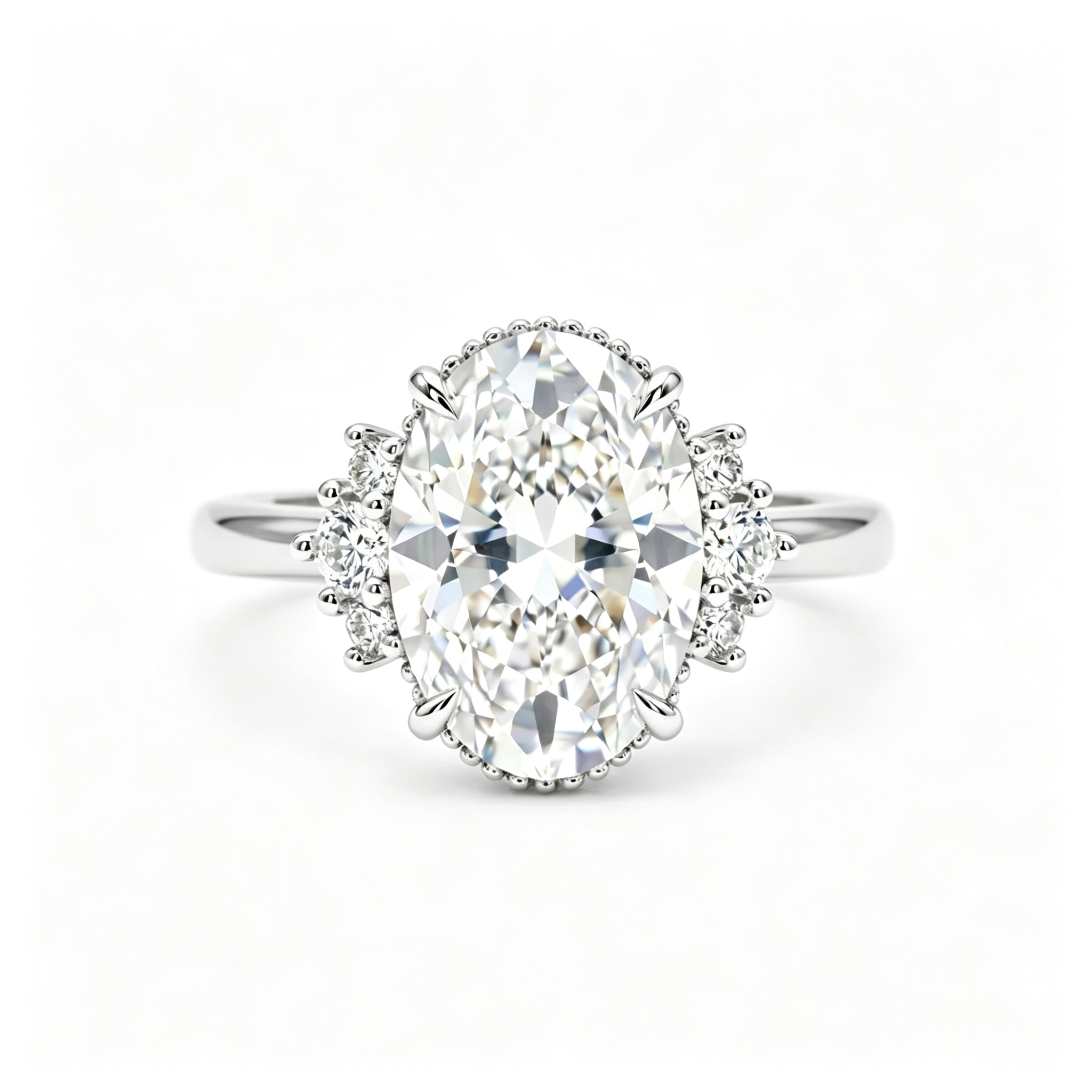 LUCERARO Engagement | Oval Milgrain Diamond Ring - ER01624
