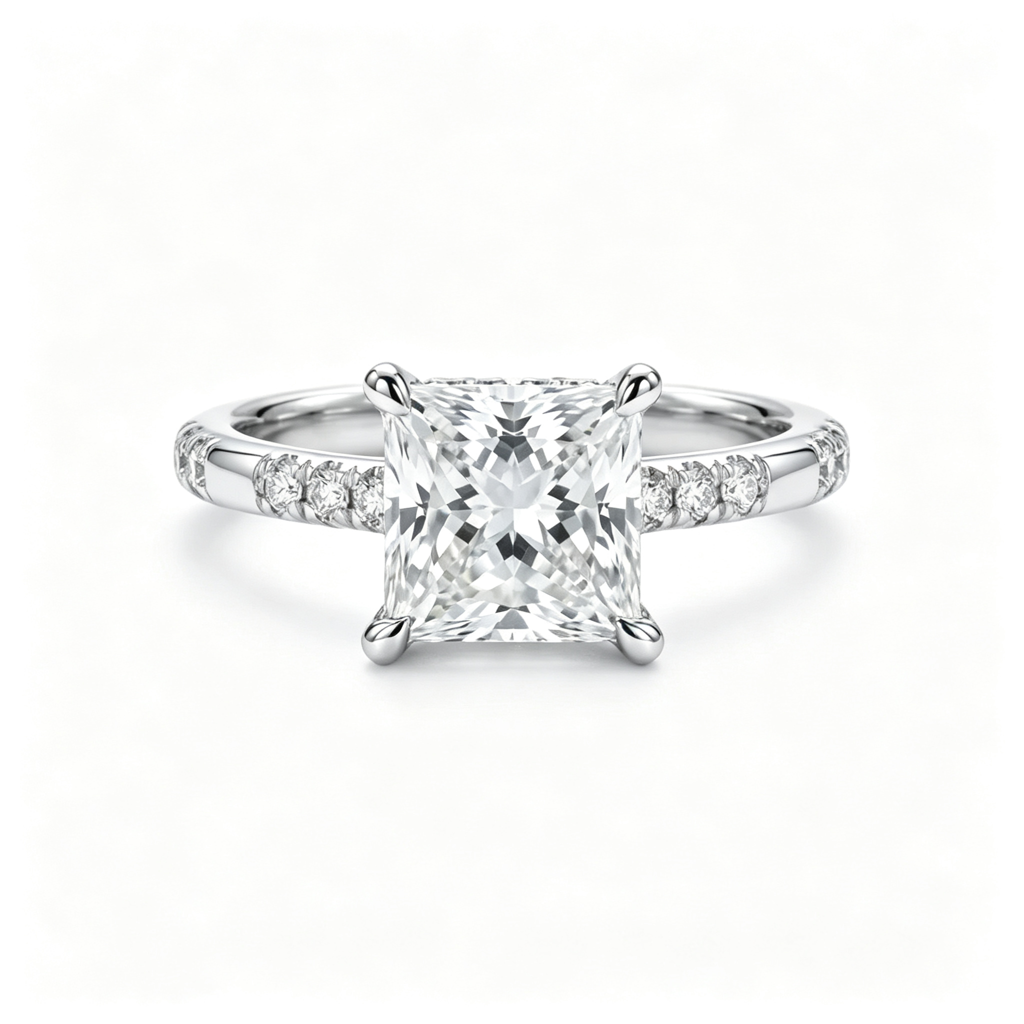LUCERARO Engagement | Princess Cut Hidden Halo Diamond Ring - ER01416