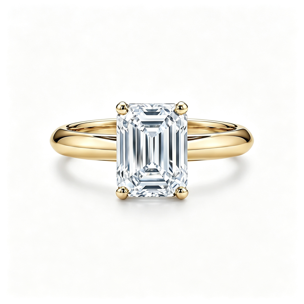 LUCERARO Engagement | Emerald Solitaire Diamond Ring - ER01688