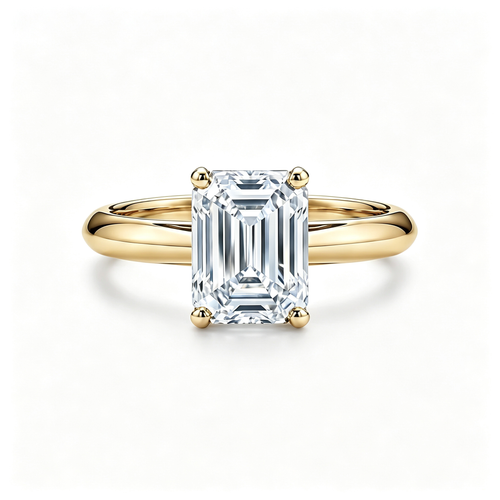 LUCERARO Engagement | Emerald Solitaire Diamond Ring - ER01688