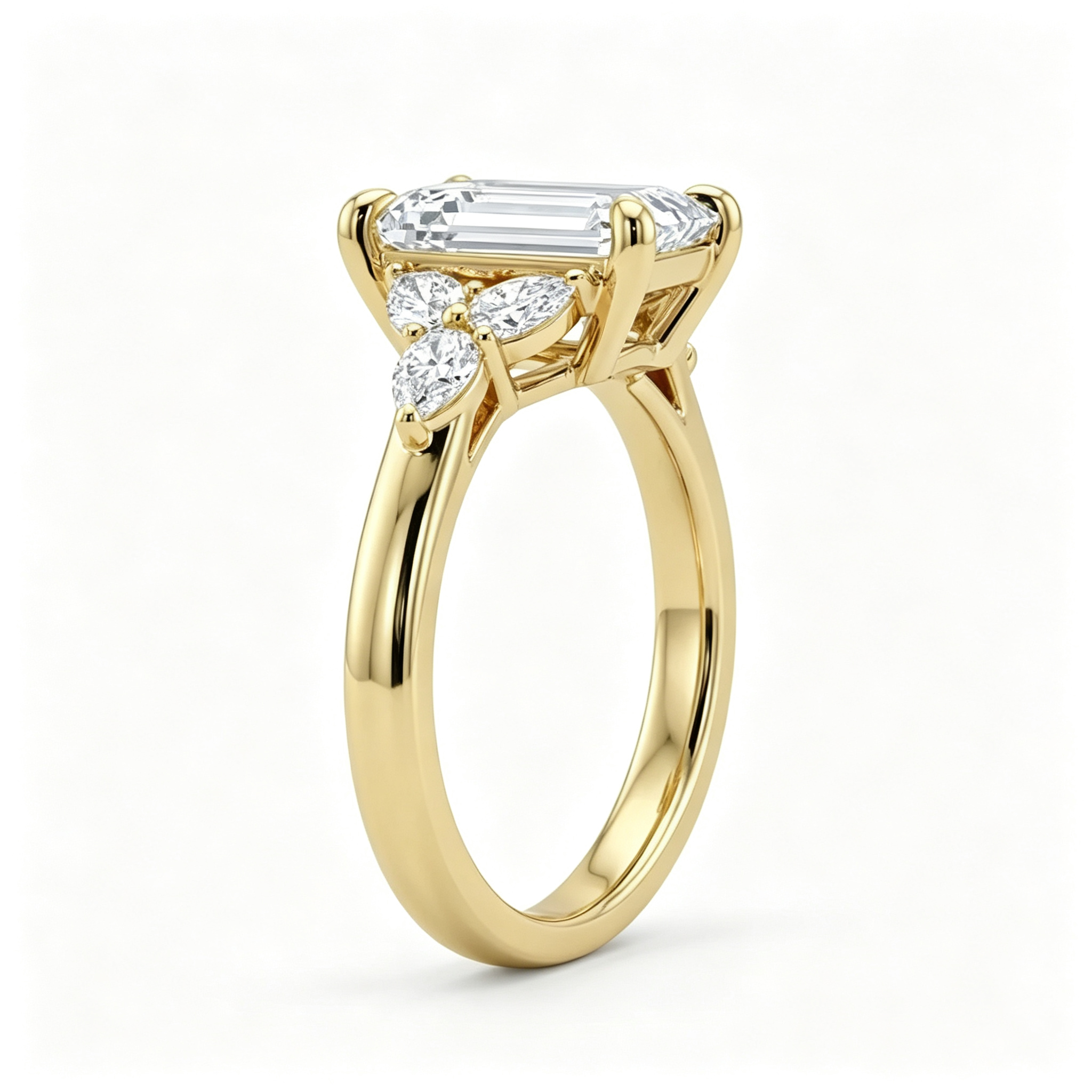 LUCERARO Engagement | Emerald Solitaire Diamond Ring - ER01888