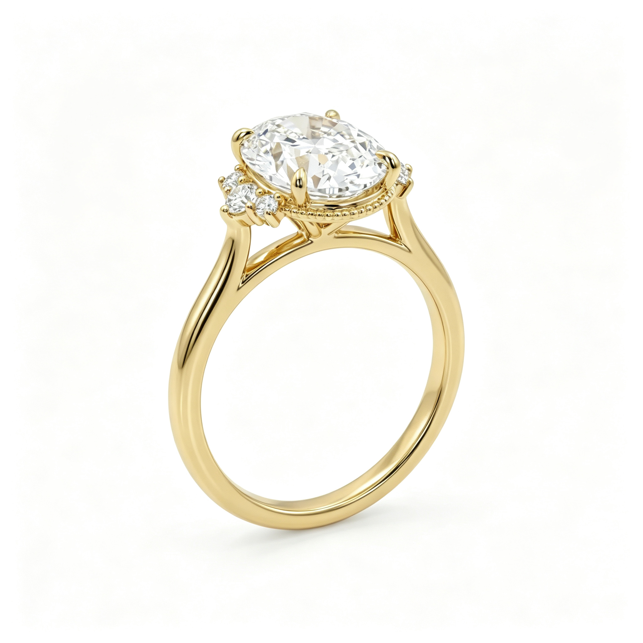 LUCERARO Engagement | Oval Milgrain Diamond Ring - ER01624