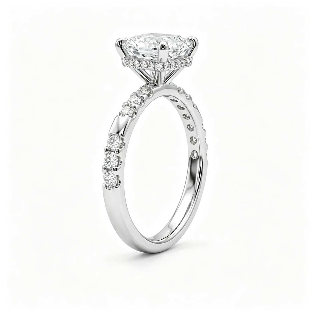 LUCERARO Engagement | Princess Cut Hidden Halo Diamond Ring - ER01416