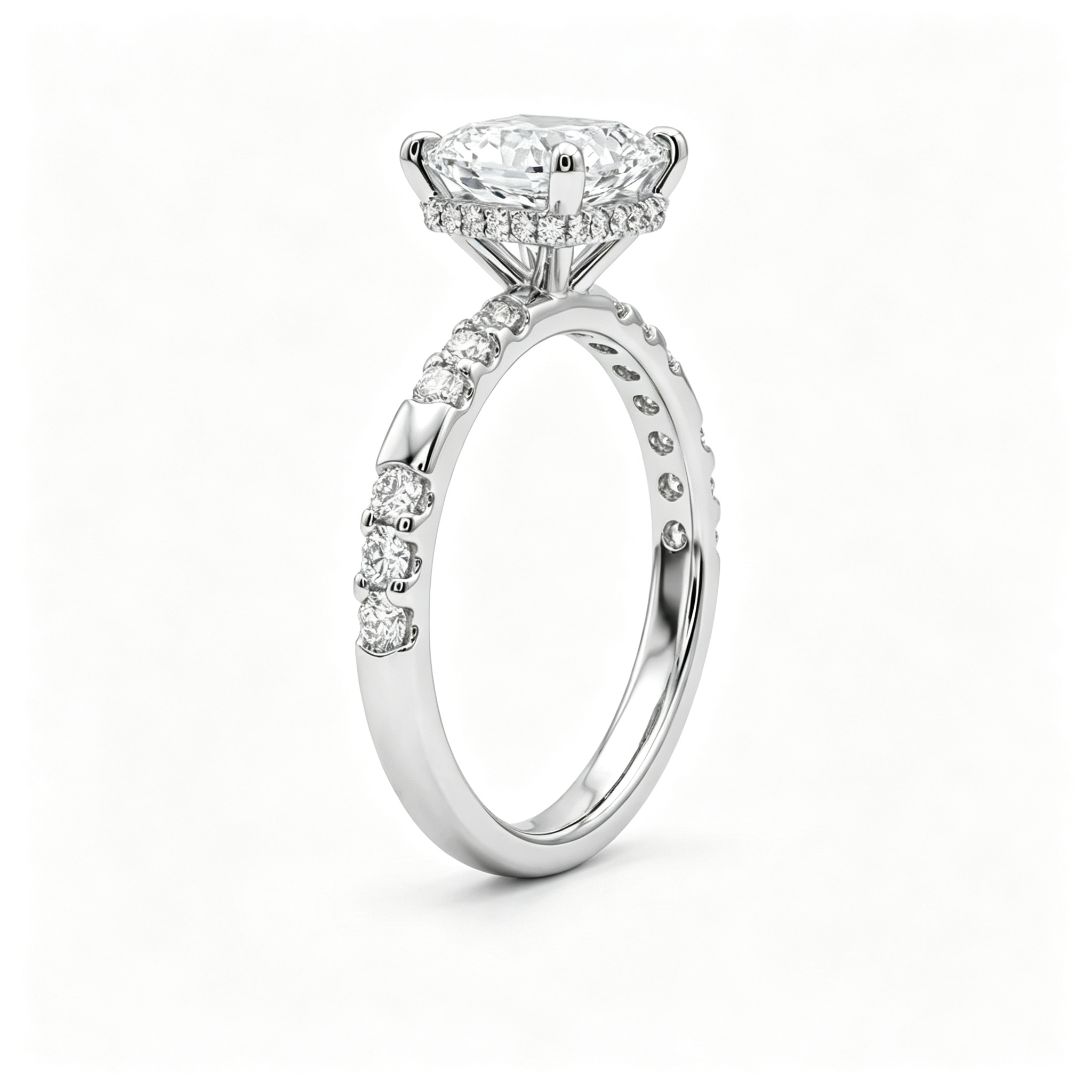 LUCERARO Engagement | Princess Cut Hidden Halo Diamond Ring - ER01416