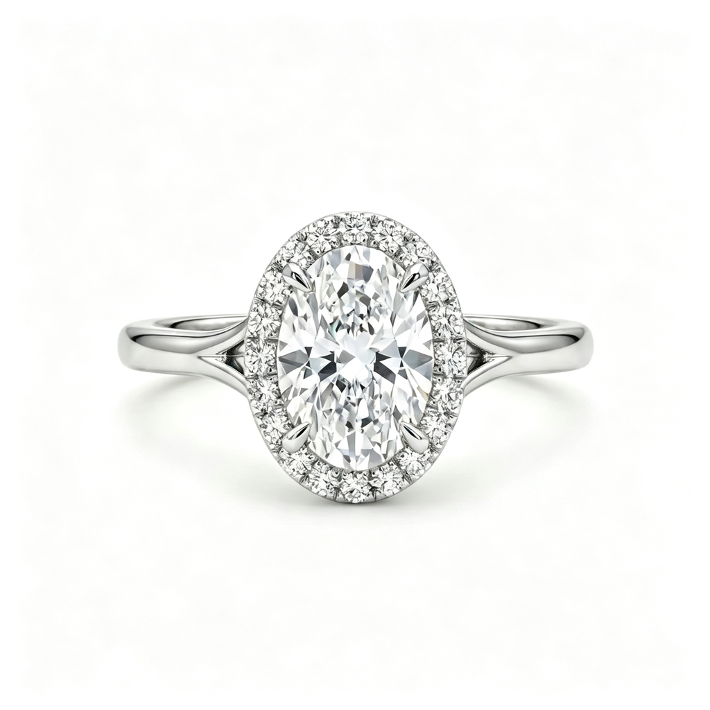 LUCERARO Engagement | Oval Lab Grown Diamond Halo Ring