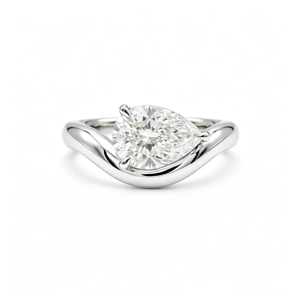 LUCERARO Engagement | Pear Lab Grown Diamond Wave Ring